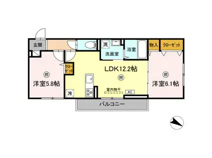 VIVABLE PALAIS(2LDK/3階)の間取り写真