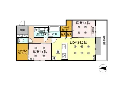 DROOM八幡駅前(2LDK/1階)の間取り写真