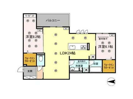 DROOM八幡駅前(2LDK/2階)の間取り写真