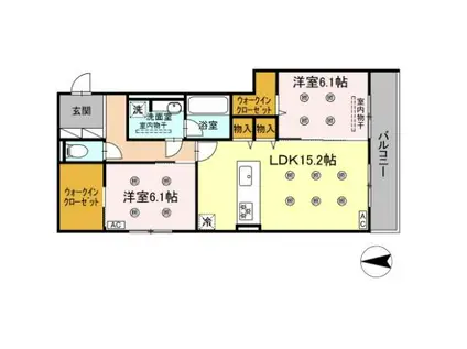 DROOM八幡駅前(2LDK/2階)の間取り写真