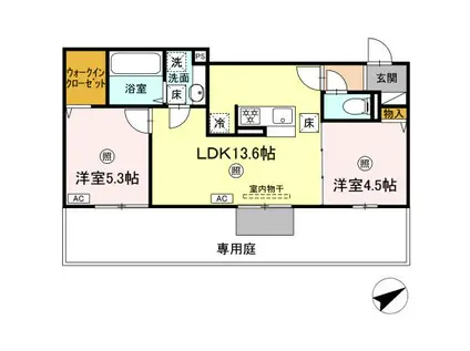 D-ROOM守恒II(2LDK/1階)の間取り写真