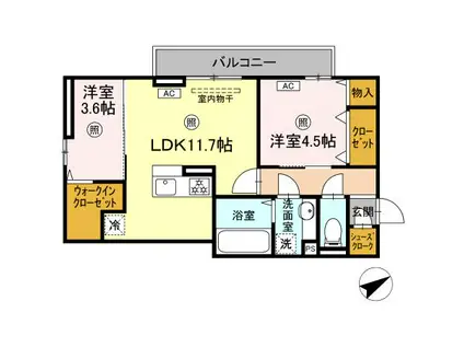 D-ROOM守恒II(2LDK/2階)の間取り写真