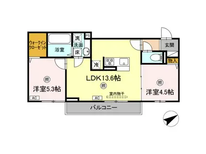 D-ROOM守恒II(2LDK/2階)の間取り写真