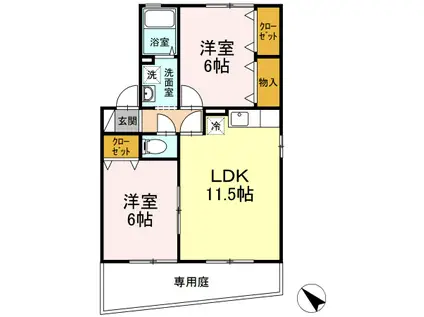 ヒルサイドテラス(2LDK/1階)の間取り写真