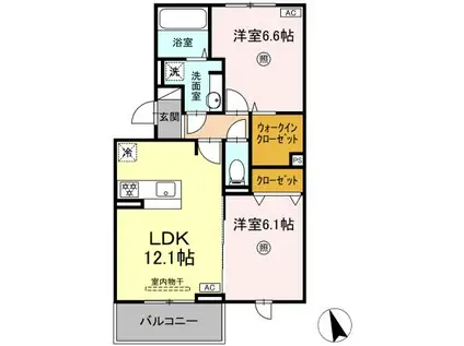 D-ROOM沢見(2LDK/3階)の間取り写真
