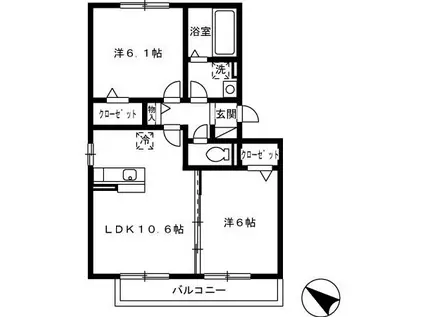 ベルフルール割子川(2LDK/3階)の間取り写真