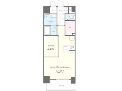 LEGEND鍛冶町(1LDK/13階)の間取り写真