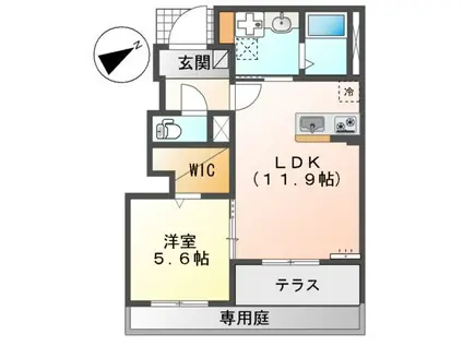 リオーネ富野(1LDK/1階)の間取り写真