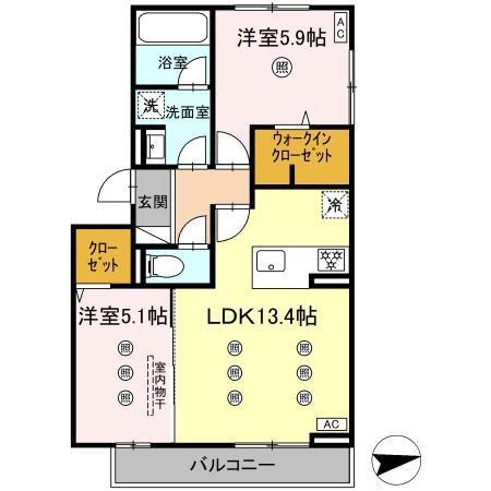 D-ROOM前田(2LDK/3階)の間取り写真