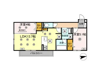 D-ROOM前田(2LDK/1階)の間取り写真