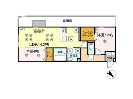 D-ROOM浅生(2LDK/1階)の間取り写真