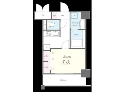 エターナルプレイス芳賀(1K/6階)の間取り写真