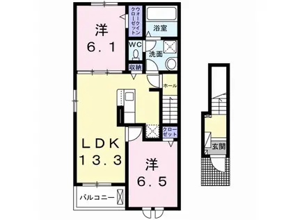 クラールFKⅡA(2LDK/2階)の間取り写真