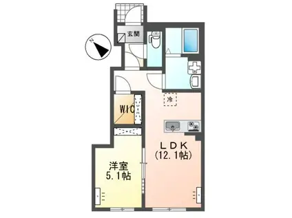 南区下石田2丁目アパート A棟(1LDK/1階)の間取り写真