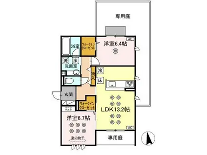 D-ROOM折尾駅前(2LDK/1階)の間取り写真