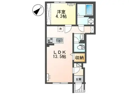 南区下石田2丁目アパート B棟(1LDK/1階)の間取り写真