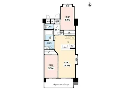 ウイングス西本町(2LDK/11階)の間取り写真