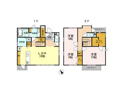 鹿児島本線 折尾駅 徒歩16分 2階建 築20年(3LDK)の間取り写真