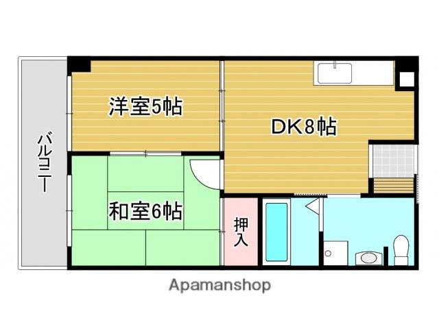サンコーポ熊本(2DK/6階)の間取り写真