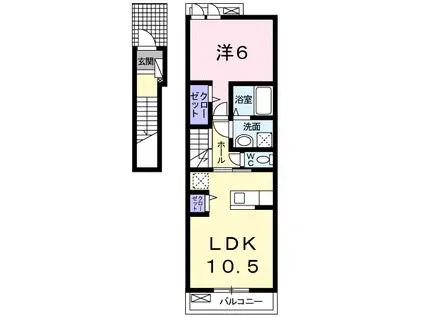 メゾン・セレノ(1LDK/2階)の間取り写真