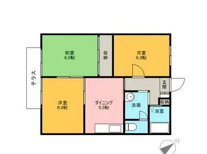 フォレストアウル(3DK/2階)の間取り写真