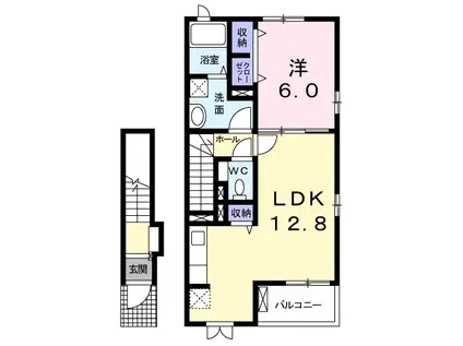 メイズコート(1LDK/2階)の間取り写真