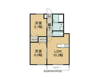 AZURE(2LDK/1階)の間取り写真