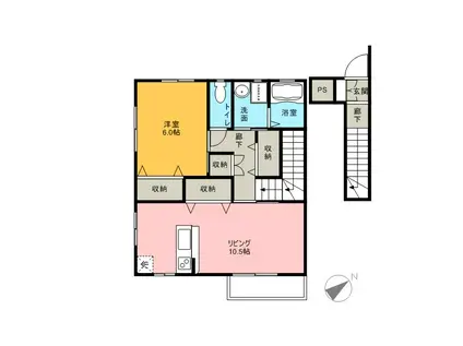 ドリームエイト(1LDK/2階)の間取り写真