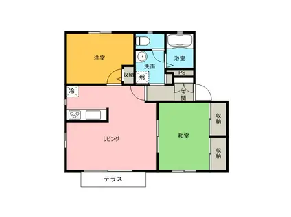花ぞ野ローズガーデンH棟(2LDK/2階)の間取り写真