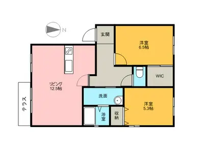 グリーンバレーA棟(2LDK/1階)の間取り写真