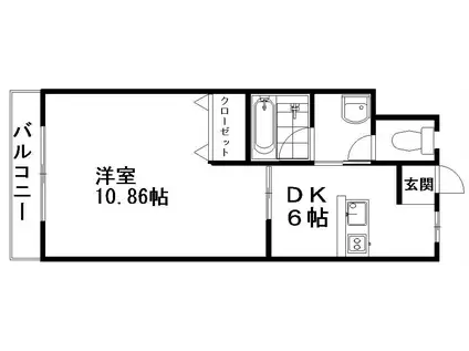 フレスコブリーザァ(1DK/3階)の間取り写真