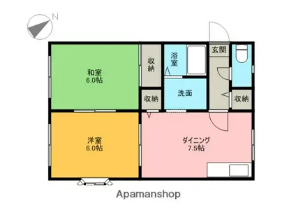 サンルージュ高梨(2DK/2階)の間取り写真