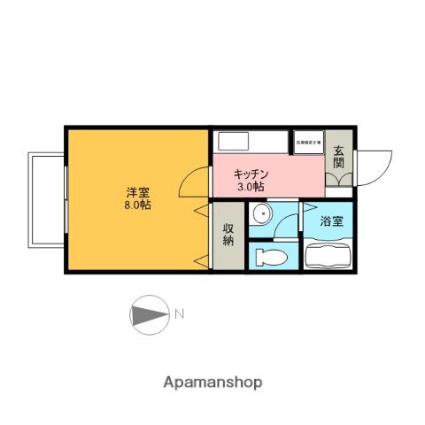 アヴニールロイヤル(1K/2階)の間取り写真