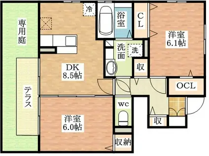 メゾン・ド・泉(2DK/1階)の間取り写真