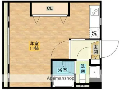 ユニヴェール谷口(ワンルーム/2階)の間取り写真