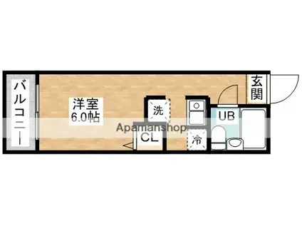 西部ハイツ平和公園(ワンルーム/4階)の間取り写真