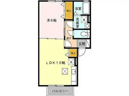 メルベーユ尾崎(1LDK/1階)の間取り写真