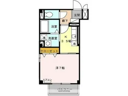 エスペランサ本原(1K/2階)の間取り写真