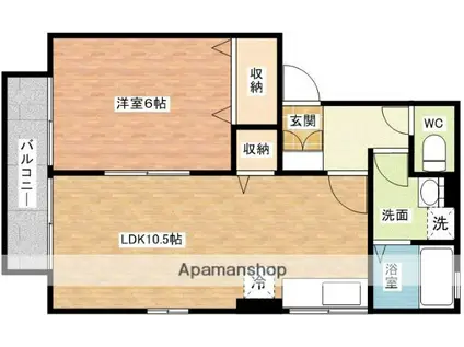 コンフォールウィルモア(1LDK/1階)の間取り写真