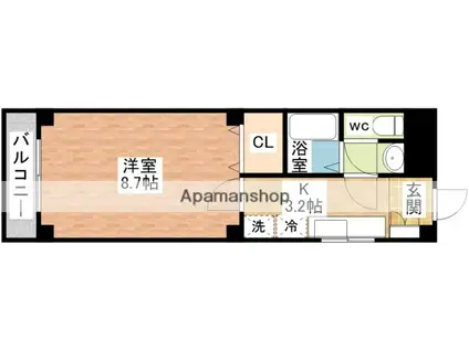 PEACE LOG(1K/4階)の間取り写真