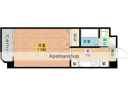 トラッドまなびの(1K/3階)の間取り写真