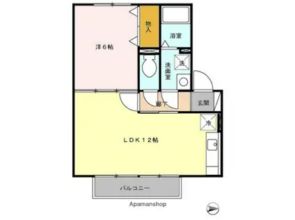 ウィルモア東町(1LDK/2階)の間取り写真