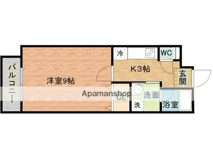 スカイコート麹屋町(1K/8階)の間取り写真