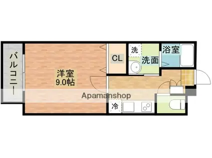 スカイコート麹屋町(1K/9階)の間取り写真