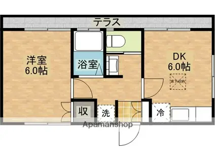 片淵丸尾ハイツD棟(1DK/1階)の間取り写真