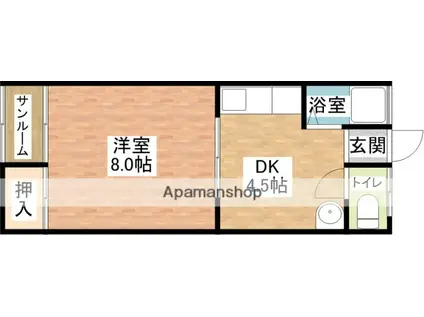 泉町豊栄ハイツ(1DK/2階)の間取り写真