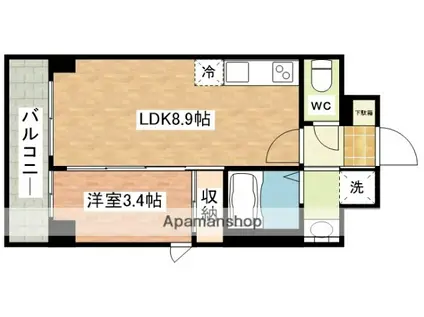 ウインズヒル城山(1LDK/5階)の間取り写真