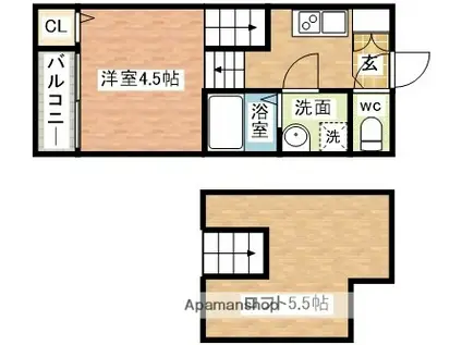 MODERN PALAZZO住吉レジサム(1K/2階)の間取り写真