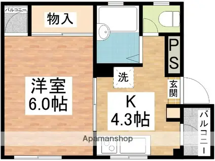 コーポ八幡(1K/3階)の間取り写真