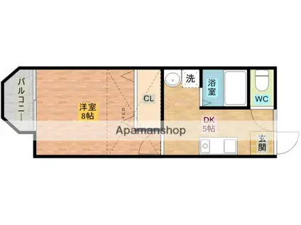 メイプル(1DK/2階)の間取り写真